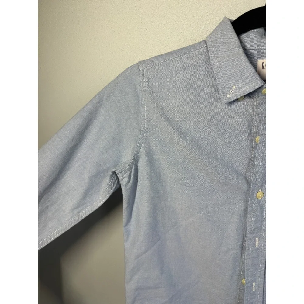 GAP Boys Cotton Button Down Shirt Size M (8) Blue Oxford Pocket School Preppy